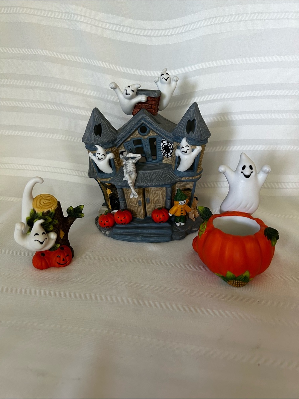 PartyLite Haunted House Tealight Candle Ghost Pumpkin Snuffer Halloween Decor